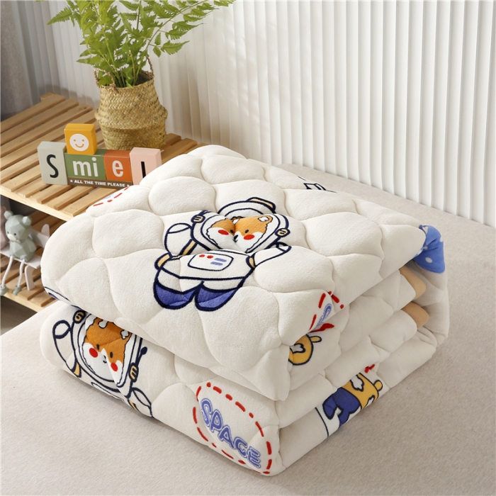 91家纺网 家纺一手货源 找家纺 东宇床垫 2022新款加厚微芙绒床垫 太空熊