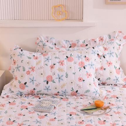 甜之梦 2025新款全棉印花夹棉抗菌枕套 粉红佳人
