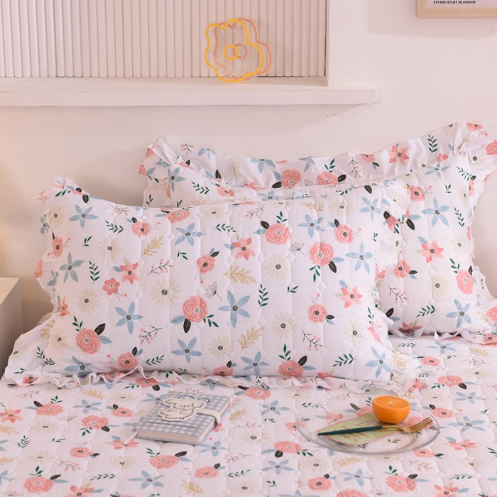 91家纺网 家纺一手货源 找家纺 甜之梦 2025新款全棉印花夹棉抗菌枕套 粉红佳人