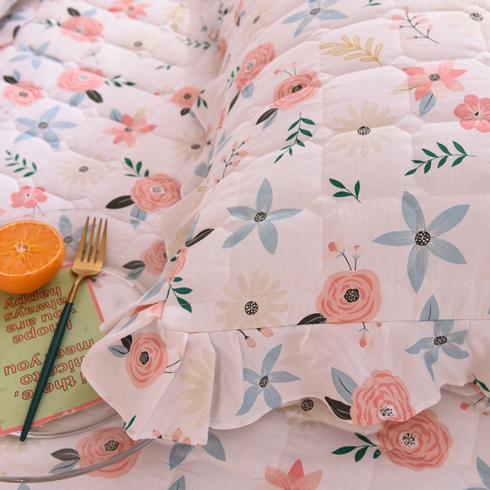 91家纺网 家纺一手货源 找家纺 甜之梦 2025新款全棉印花夹棉抗菌枕套 粉红佳人