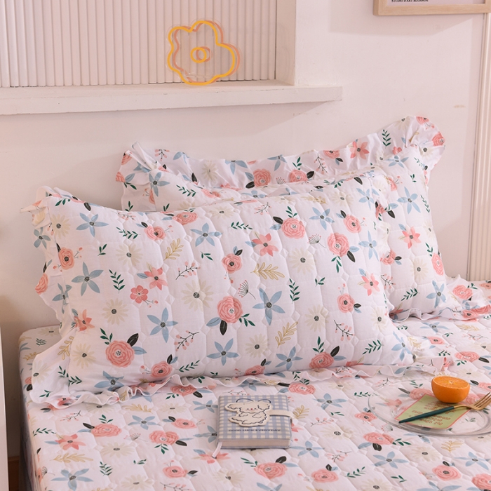 91家纺网 家纺一手货源 找家纺 甜之梦 2025新款全棉印花夹棉抗菌枕套 粉红佳人