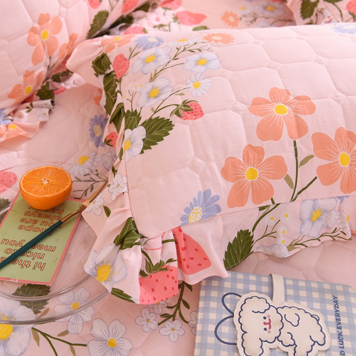 91家纺网 家纺一手货源 找家纺 甜之梦 2025新款全棉印花夹棉抗菌枕套 莓之语