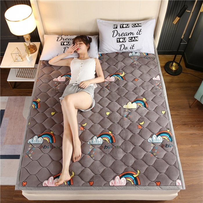 91家纺网 家纺一手货源 找家纺 东宇床垫 2022新款加厚微芙绒床垫 幸运彩虹