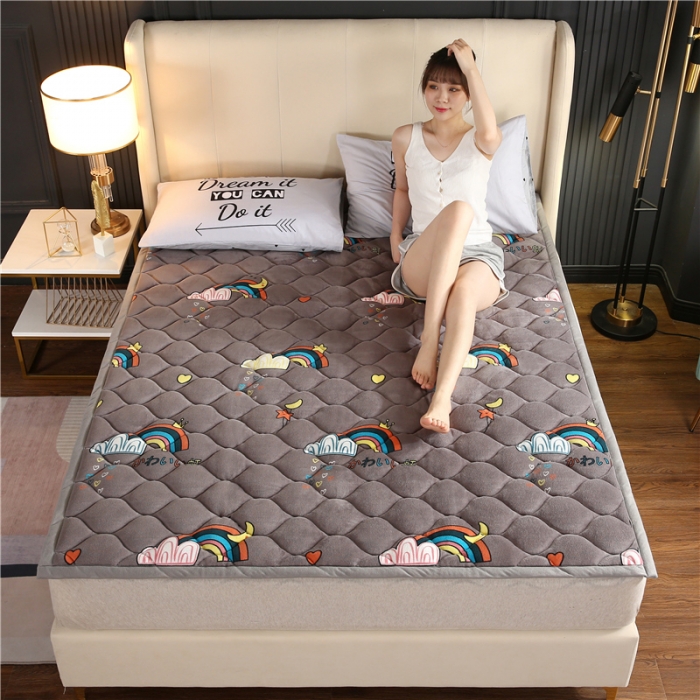 91家纺网 家纺一手货源 找家纺 东宇床垫 2022新款加厚微芙绒床垫 幸运彩虹