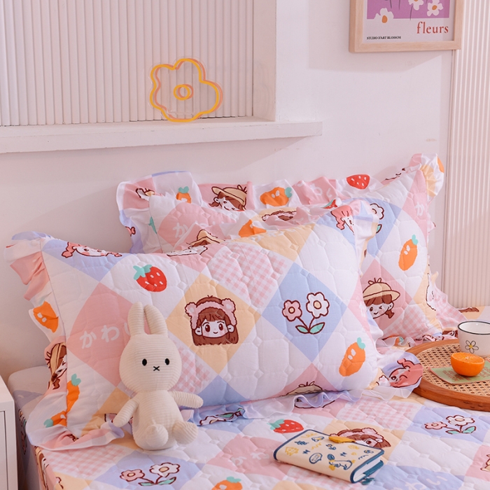 91家纺网 家纺一手货源 找家纺 甜之梦 2025新款全棉印花夹棉抗菌枕套 诗雨恋人