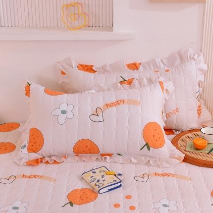 甜之梦 2025新款全棉印花夹棉抗菌枕套 心想事橙