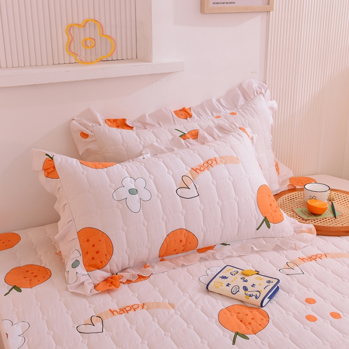 91家纺网 家纺一手货源 找家纺 甜之梦 2025新款全棉印花夹棉抗菌枕套 心想事橙