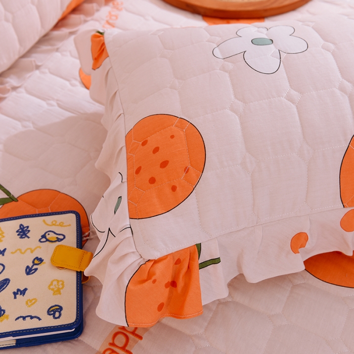 91家纺网 家纺一手货源 找家纺 甜之梦 2025新款全棉印花夹棉抗菌枕套 心想事橙