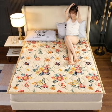 91家纺网 家纺一手货源 找家纺 东宇床垫 2022新款加厚微芙绒床垫 羞涩花开