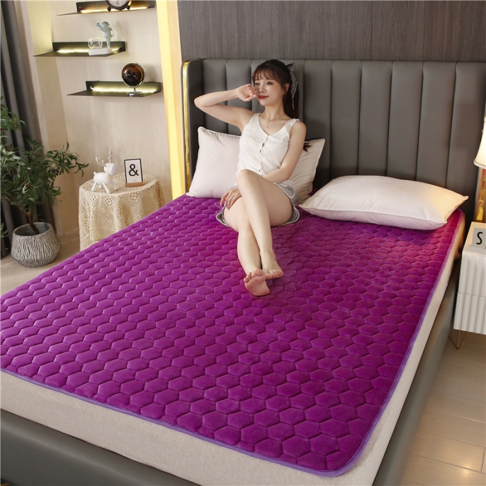 91家纺网 家纺一手货源 找家纺 东宇床垫 2022新款牛奶绒薄款床垫 神秘紫