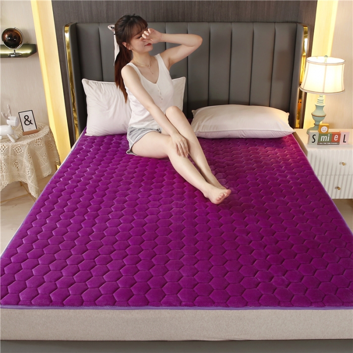 91家纺网 家纺一手货源 找家纺 东宇床垫 2022新款牛奶绒薄款床垫 神秘紫