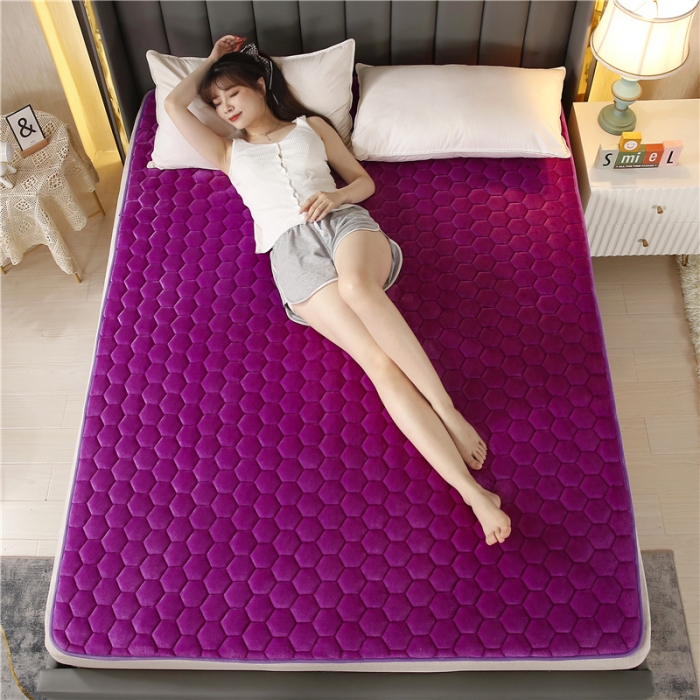 91家纺网 家纺一手货源 找家纺 东宇床垫 2022新款牛奶绒薄款床垫 神秘紫