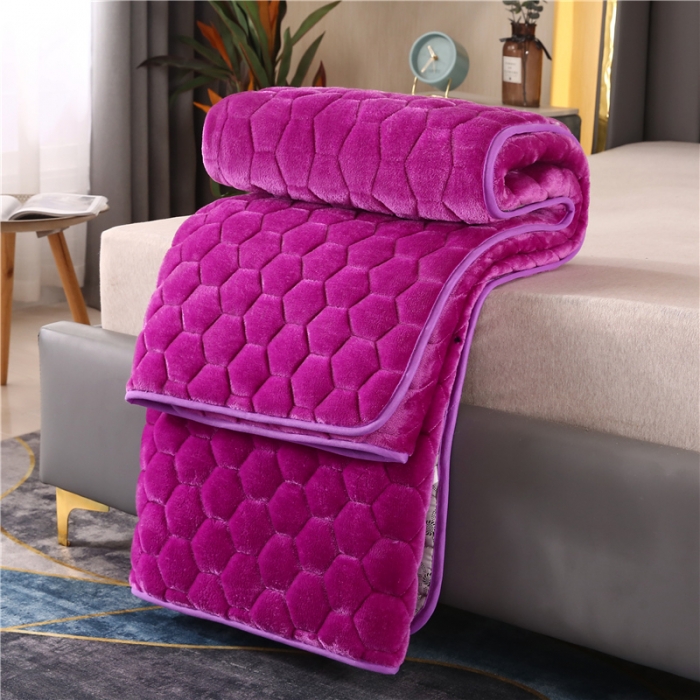 91家纺网 家纺一手货源 找家纺 东宇床垫 2022新款牛奶绒薄款床垫 神秘紫