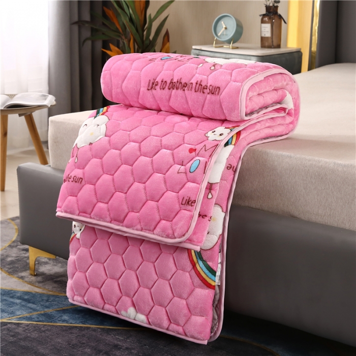 91家纺网 家纺一手货源 找家纺 东宇床垫 2022新款牛奶绒薄款床垫 小彩虹