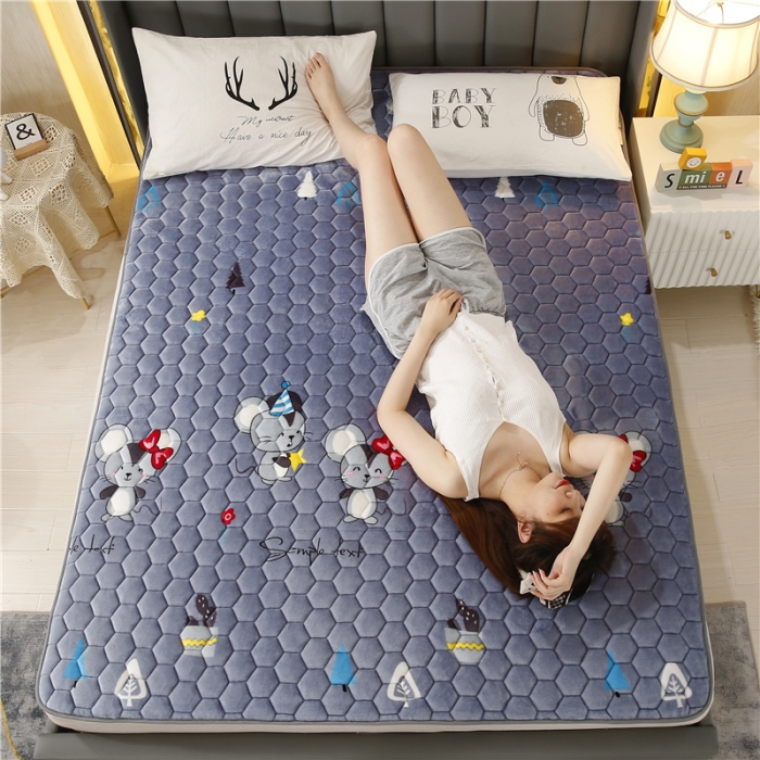 91家纺网 家纺一手货源 找家纺 东宇床垫 2022新款牛奶绒薄款床垫 心有所鼠