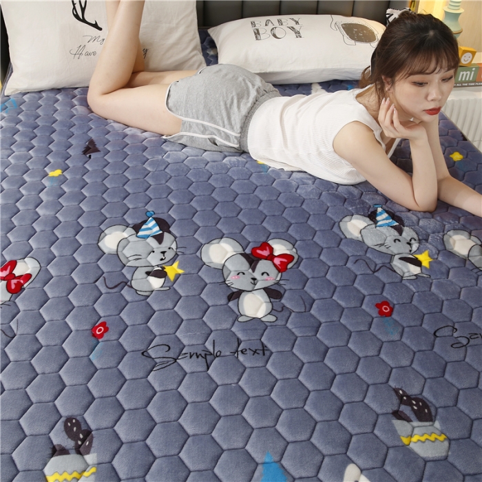 91家纺网 家纺一手货源 找家纺 东宇床垫 2022新款牛奶绒薄款床垫 心有所鼠