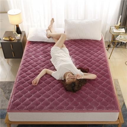 91家纺网 家纺一手货源 找家纺 东宇床垫 2022新款加厚牛奶绒床垫 豆沙