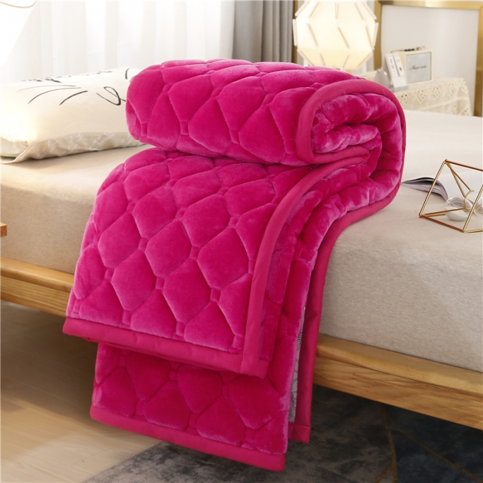 91家纺网 家纺一手货源 找家纺 东宇床垫 2022新款加厚牛奶绒床垫 胭脂红