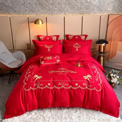 91家纺网 家纺一手货源 找家纺 千禧 2021新款13372全棉婚庆套件 小美好