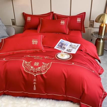 91家纺网 家纺一手货源 找家纺 （总）DC 2024新款60支全棉纯棉刺绣绣花婚庆四件套