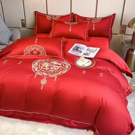 91家纺网 家纺一手货源 找家纺 （总）DC 2024新款60支全棉纯棉刺绣绣花婚庆四件套