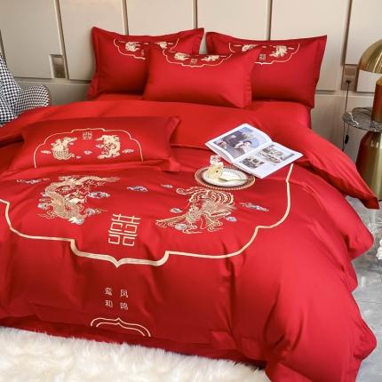 91家纺网 家纺一手货源 找家纺 （总）DC 2024新款60支全棉纯棉刺绣绣花婚庆四件套