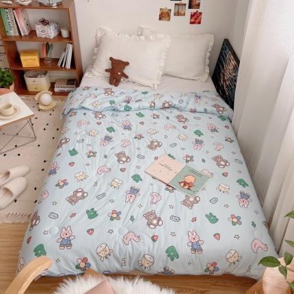 星期八 2021新款大豆针织春秋被冬被动物园蓝