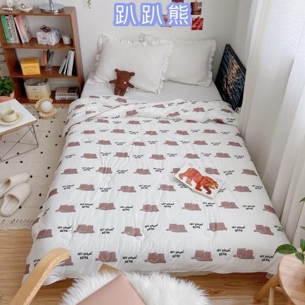 91家纺网 家纺一手货源 找家纺 星期八 2021新款大豆针织春秋被冬被趴趴熊