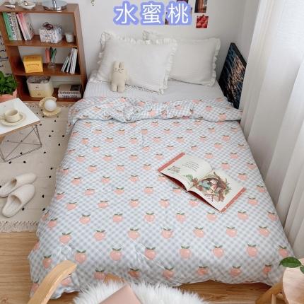 91家纺网 家纺一手货源 找家纺 星期八 2021新款大豆针织春秋被冬被水蜜桃