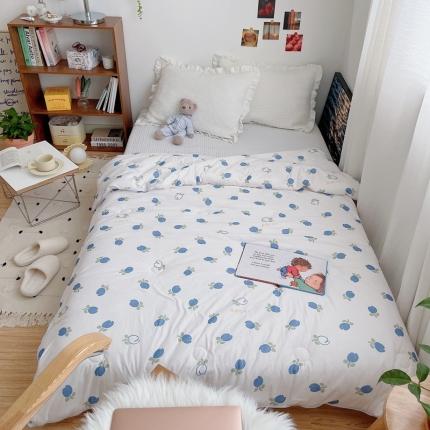 星期八 2021新款大豆针织春秋被冬被蓝玫瑰