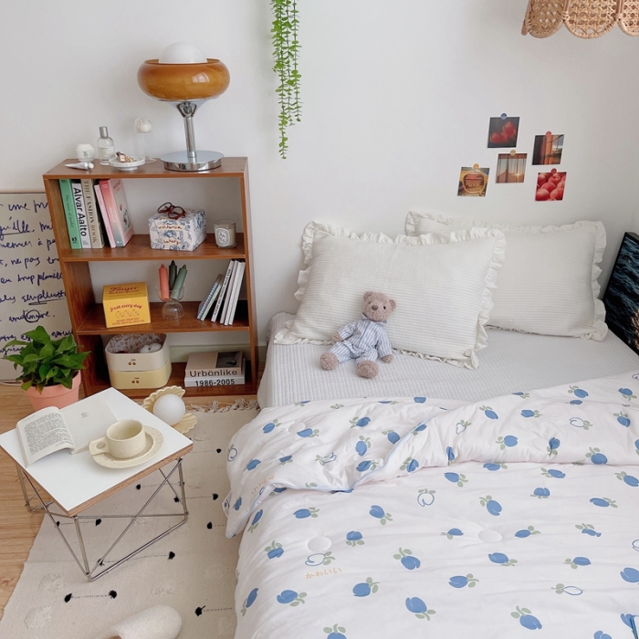 91家纺网 家纺一手货源 找家纺 星期八 2021新款大豆针织春秋被冬被蓝玫瑰