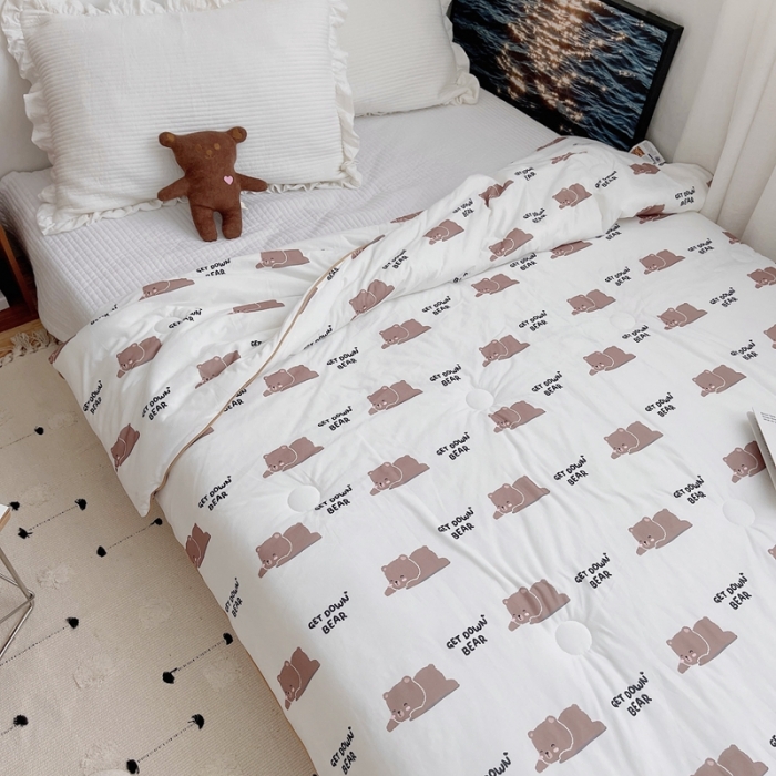 91家纺网 家纺一手货源 找家纺 星期八 2021新款大豆针织春秋被冬被趴趴熊