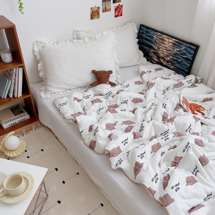 91家纺网 家纺一手货源 找家纺 星期八 2021新款大豆针织春秋被冬被趴趴熊