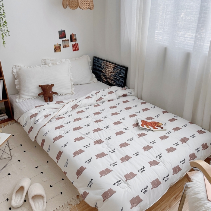 91家纺网 家纺一手货源 找家纺 星期八 2021新款大豆针织春秋被冬被趴趴熊