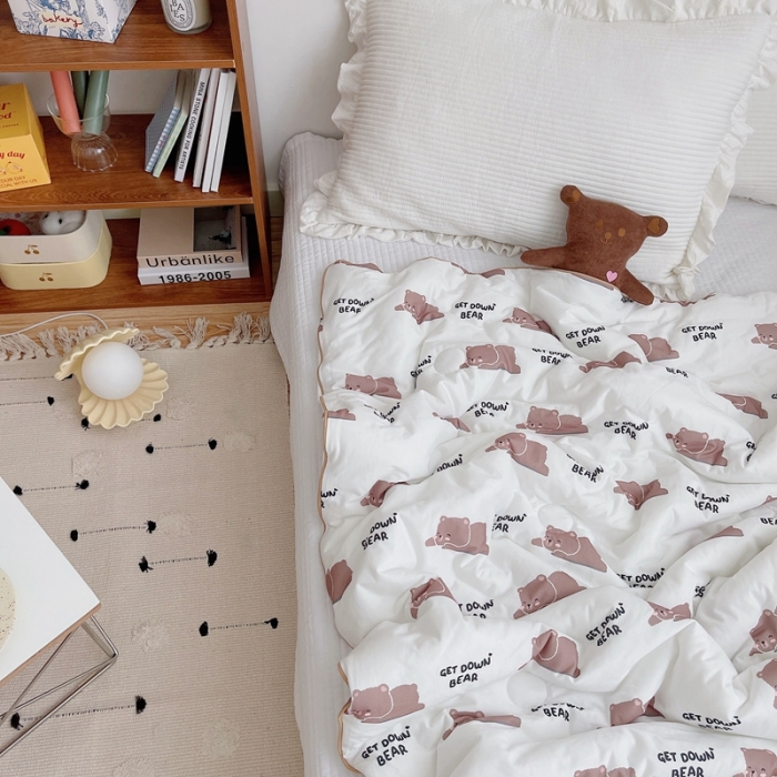 91家纺网 家纺一手货源 找家纺 星期八 2021新款大豆针织春秋被冬被趴趴熊