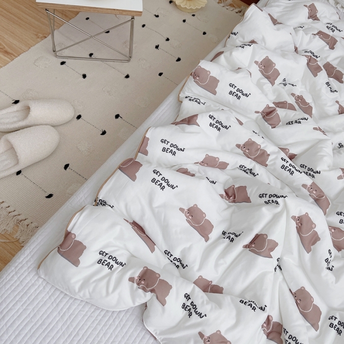 91家纺网 家纺一手货源 找家纺 星期八 2021新款大豆针织春秋被冬被趴趴熊