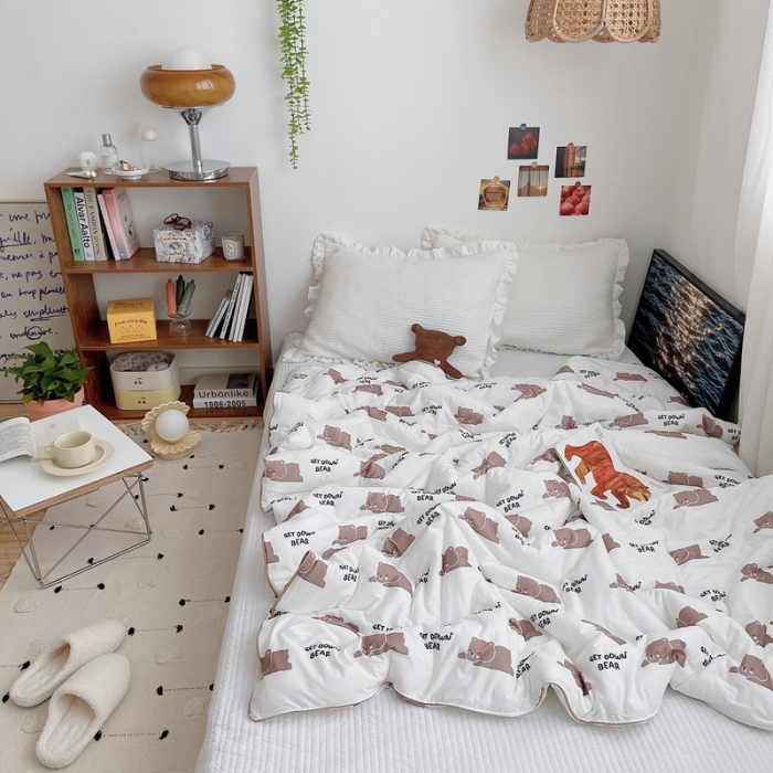 91家纺网 家纺一手货源 找家纺 星期八 2021新款大豆针织春秋被冬被趴趴熊