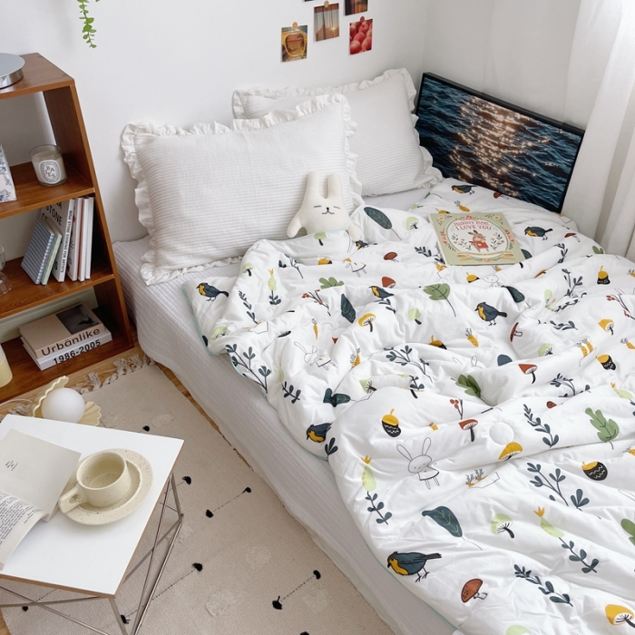 91家纺网 家纺一手货源 找家纺 星期八 2021新款大豆针织春秋被冬被森林