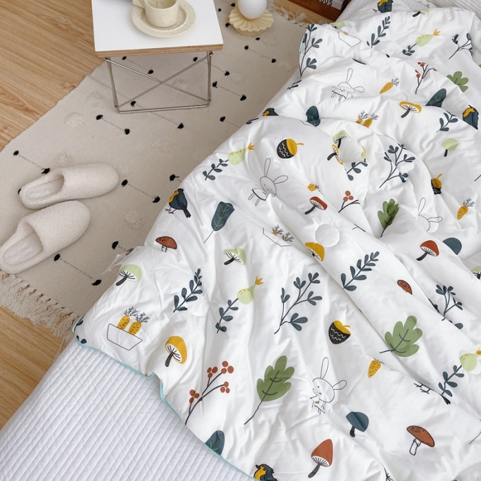 91家纺网 家纺一手货源 找家纺 星期八 2021新款大豆针织春秋被冬被森林