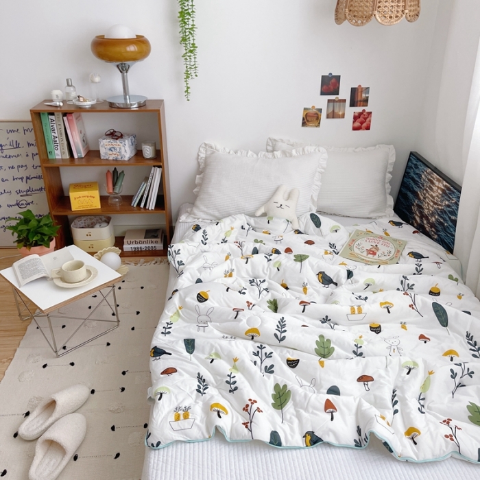 91家纺网 家纺一手货源 找家纺 星期八 2021新款大豆针织春秋被冬被森林