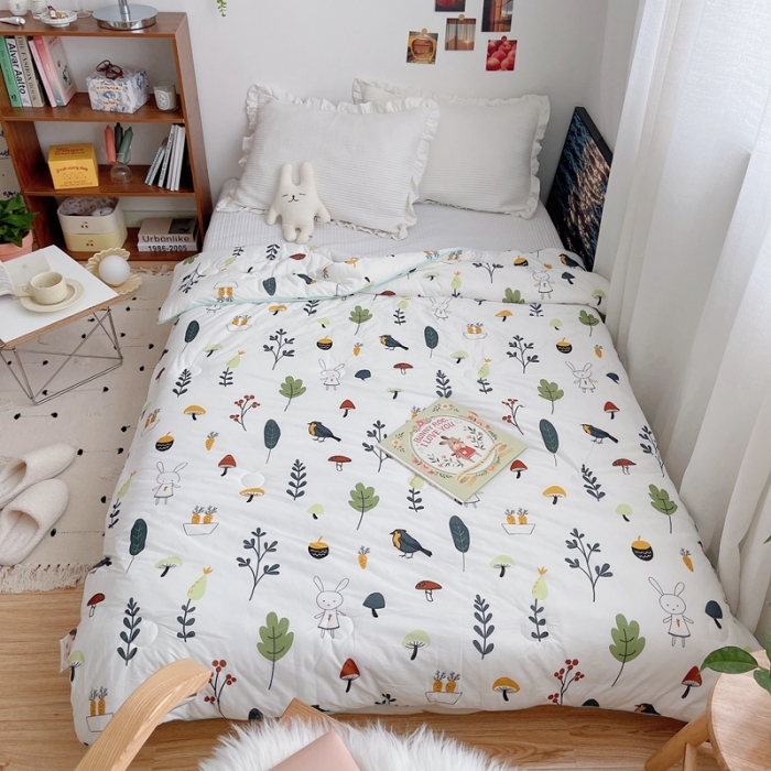 91家纺网 家纺一手货源 找家纺 星期八 2021新款大豆针织春秋被冬被森林