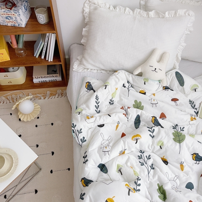 91家纺网 家纺一手货源 找家纺 星期八 2021新款大豆针织春秋被冬被森林