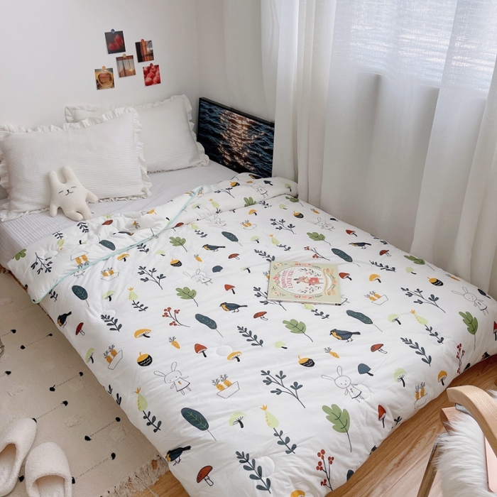 91家纺网 家纺一手货源 找家纺 星期八 2021新款大豆针织春秋被冬被森林