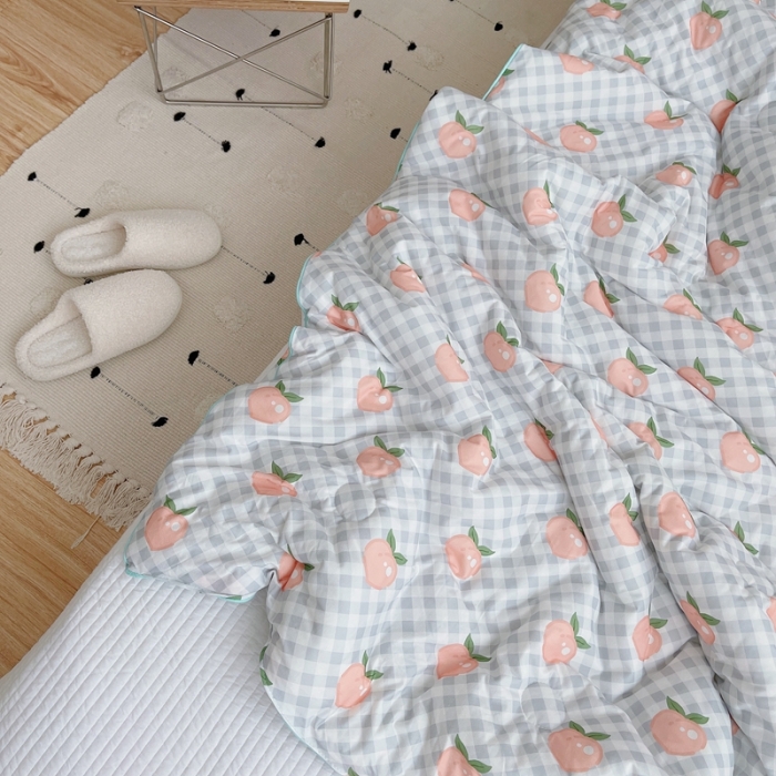 91家纺网 家纺一手货源 找家纺 星期八 2021新款大豆针织春秋被冬被水蜜桃