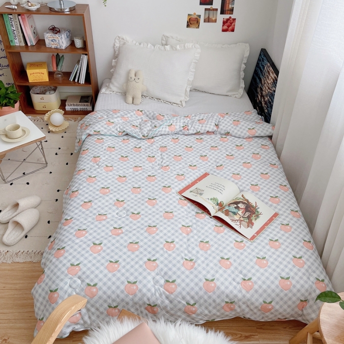 91家纺网 家纺一手货源 找家纺 星期八 2021新款大豆针织春秋被冬被水蜜桃