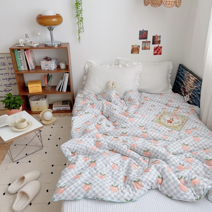 91家纺网 家纺一手货源 找家纺 星期八 2021新款大豆针织春秋被冬被水蜜桃