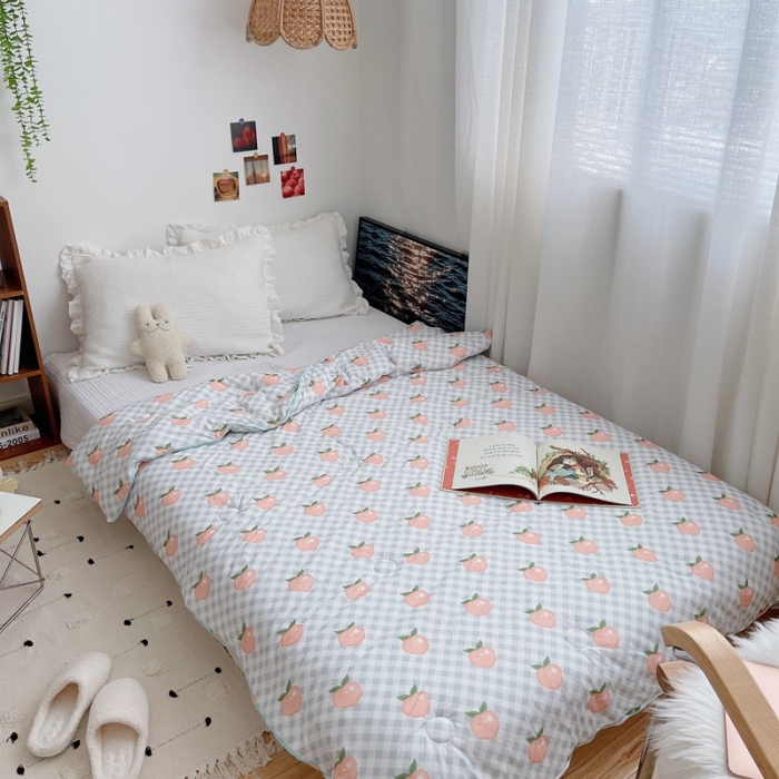 91家纺网 家纺一手货源 找家纺 星期八 2021新款大豆针织春秋被冬被水蜜桃