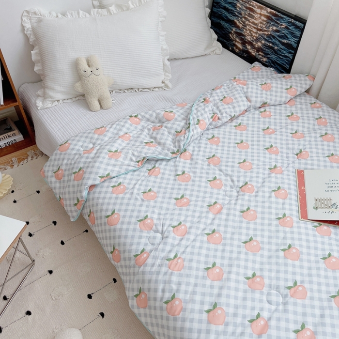 91家纺网 家纺一手货源 找家纺 星期八 2021新款大豆针织春秋被冬被水蜜桃