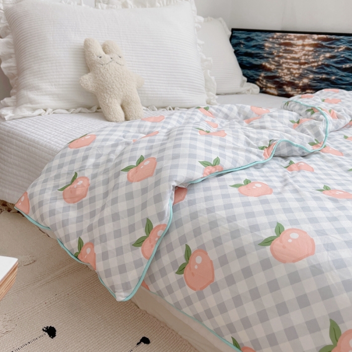 91家纺网 家纺一手货源 找家纺 星期八 2021新款大豆针织春秋被冬被水蜜桃