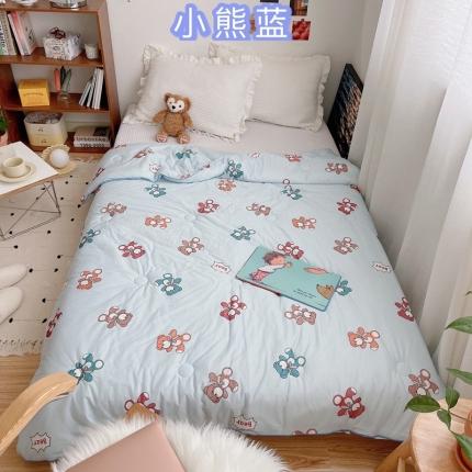 91家纺网 家纺一手货源 找家纺 星期八 2021新款大豆针织春秋被冬被小熊蓝